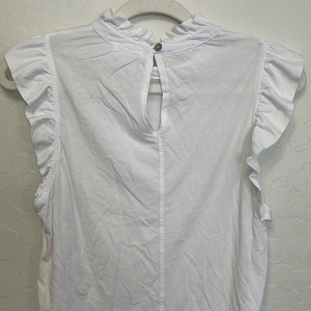 NWT LA made Women’s Small White Ruffle Sleeves Tee Shirt - Picture 8 of 9